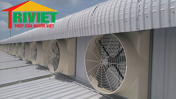 Sử dụng hệ thống quạt chống nóng cho nhà mái tôn.